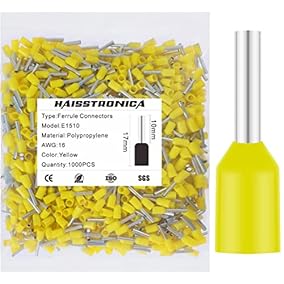 Terminal Tubular amarillo 1.5 mm2. Bolsa 100 unidades.