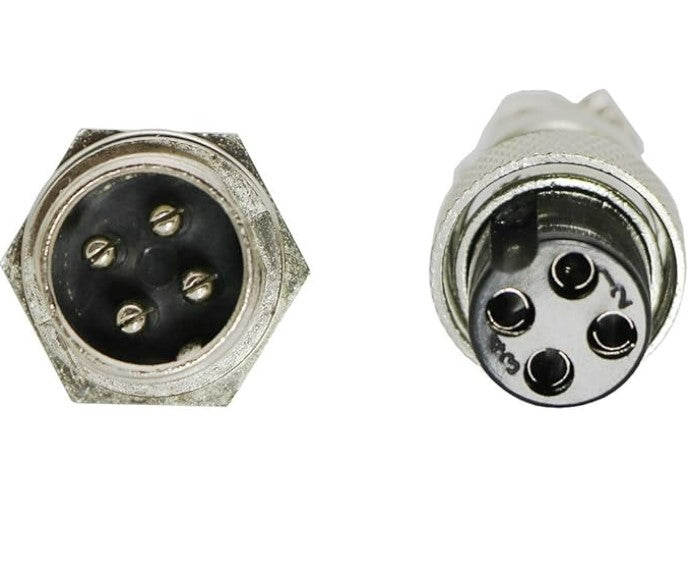 Conector Macho Hembra 16 mm GX16 – 4 pines Plata Aviación Plug