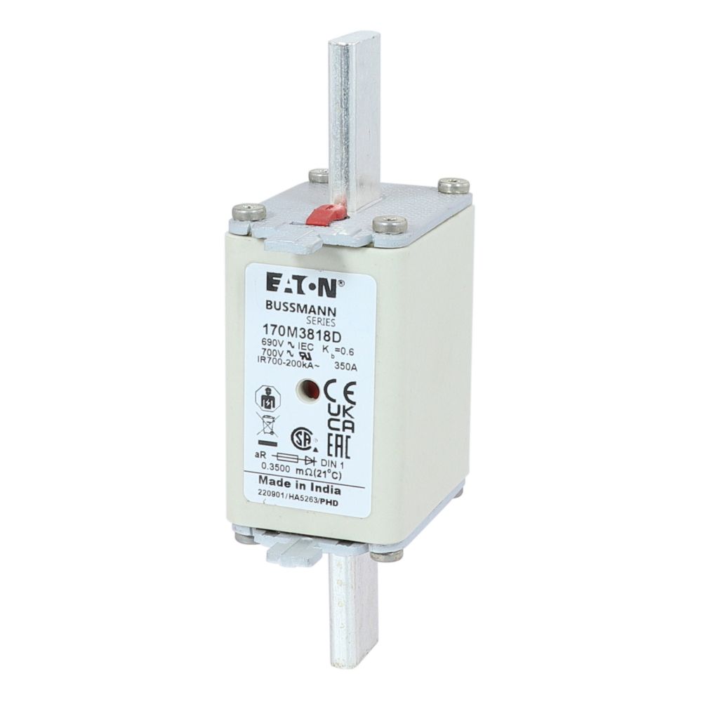 Fusible de alta velocidad 350A NH1 aR. Codigo: 170M3818D - EATON BUSSMANN