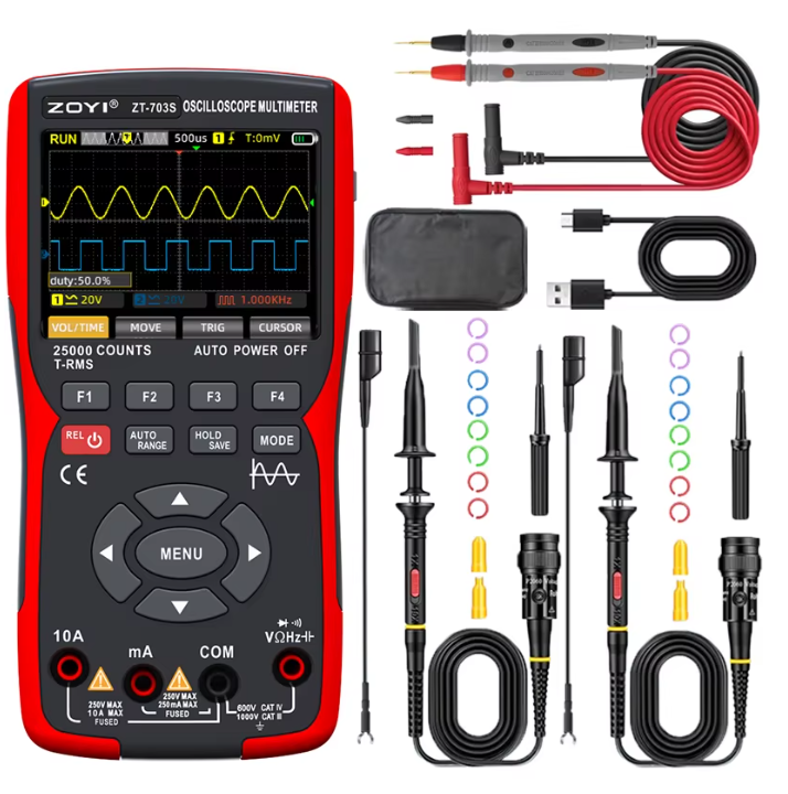 Osciloscopio multiinstrumento de doble canal y generador de señal ZT-703S